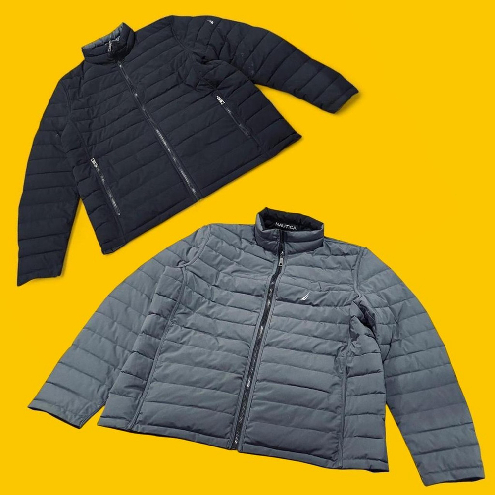 Outdoor Ski Preppy Nautica Reversible Black Gray Puffer Jacket Men’s XXL
